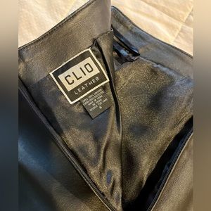 Clio - 100% -Black Leather Skirt - 20” length -never worn